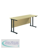 Jemini Rectangular Double Upright Cantilever Desk 1600x600mm Maple/Black KF820109