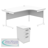 Astin Radial Right Hand SU Desk +Desk High Pedestal 1600x1200 Arctic White/Arctic White KF820117