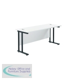 Jemini Rectangular Double Upright Cantilever Desk 1600x600mm White/Black KF820123