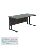 Jemini Rectangular Double Upright Cantilever Desk 1600x800mm Dark Walnut/Black KF820147