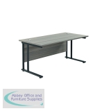 Jemini Rectangular Double Upright Cantilever Desk 1600x800mm Grey Oak/Black KF820154