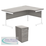 Astin Radial Right Hand SU Desk +Desk High Pedestal 1600x1200 Alaskan Grey Oak/Arctic White KF820157