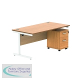 Astin Rectangular Desk 1600x800x730mm +2Drw Under Desk Pedestal Norwegian Beech/White KF820177