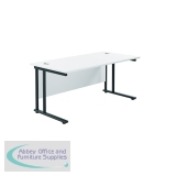 Jemini Rectangular Double Upright Cantilever Desk 1600x800mm White/Black KF820185