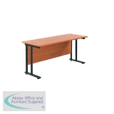 Jemini Rectangular Double Upright Cantilever Desk 1800x600x730mm Beech/Black KF820192