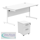 Astin Rectangular Desk 1600x800x730mm +2Drw Under Desk Pedestal Arctic White/Arctic White KF820217