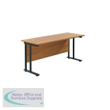 Jemini Rectangular Double Upright Cantilever Desk 1800x600x730mm Nova Oak/Black KF820239