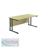 Jemini Rectangular Double Upright Cantilever Desk 1800x800x730mm Maple/Black KF820284