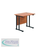 Jemini Rectangular Double Upright Cantilever Desk 800x600x730mm Beech/Black KF820314