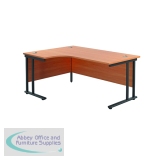 Jemini Radial Left Hand Double Upright Cantilever Desk 1600x1200x730mm Beech/Black KF820376