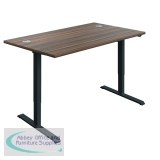 Jemini Economy Single Motor Sit/Stand Desk 1400x800x705-1220mm Dark Walnut/Black KF820400