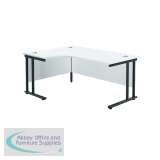 Jemini Radial Left Hand Double Upright Cantilever Desk 1600x1200x730mm White/Black KF820420