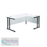 Jemini Radial Right Hand Double Upright Cantilever Desk 1600x1200x730mm White/Black KF820482