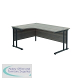 Jemini Radial Left Hand Double Upright Cantilever Desk 1800x1200x730mm Grey Oak/Black KF820512