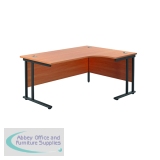 Jemini Radial Right Hand Double Upright Cantilever Desk 1800x1200x730mm Beech/Black KF820550