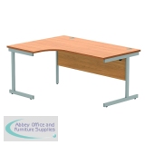 Polaris Left Hand Radial SU Cantilever Desk 1600x1200x730mm Norwegian Beech/Silver KF821380