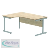 Polaris Left Hand Radial Single Upright Cantilever Desk 1600x1200x730mm Canadian Oak/Silver KF821420