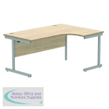 Polaris Right Hand Radial SU Cantilever Desk 1600x1200x730mm Canadian Oak/Silver KF821430