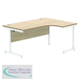 Polaris Right Hand Radial Single Upright Cantilever Desk 1600x1200x730mm Canadian Oak/White KF821450