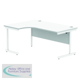 Polaris Left Hand Radial Single Upright Cantilever Desk 1600x1200x730mm Arctic White/White KF821480