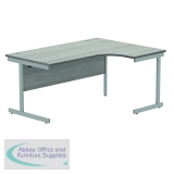 Polaris Right Hand Radial SU Cantilever Desk 1600x1200x730mm Alaskan Grey Oak/Silver KF821510