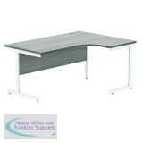 Polaris Right Hand Radial SU Cantilever Desk 1600x1200x730mm Alaskan Grey Oak/White KF821530