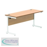 Polaris Rectangular Single Upright Cantilever Desk 1600x600x730mm Norwegian Beech/White KF821620