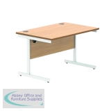 Polaris Rectangular Single Upright Cantilever Desk 1200x800x730mm Norwegian Beech/White KF821630