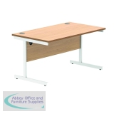 Polaris Rectangular Single Upright Cantilever Desk 1400x800x730mm Norwegian Beech/White KF821640