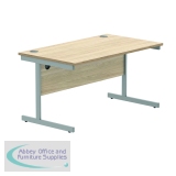 Polaris Rectangular Single Upright Cantilever Desk 1400x800x730mm Canadian Oak/Silver KF821700