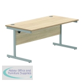 Polaris Rectangular Single Upright Cantilever Desk 1600x800x730mm Canadian Oak/Silver KF821710