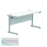 Polaris Rectangular Single Upright Cantilever Desk 1400x600x730mm Arctic White/Silver KF821790