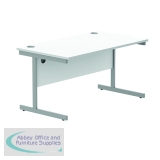 Polaris Rectangular Single Upright Cantilever Desk 1400x800x730mm Arctic White/White KF821880