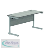 Polaris Rectangular Single Upright Cantilever Desk 1200x600x730mm Alaskan Grey Oak/Silver KF821900