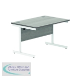 Polaris Rectangular Single Upright Cantilever Desk 1200x800x730mm Alaskan Grey Oak/White KF821990