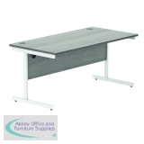 Polaris Rectangular Single Upright Cantilever Desk 1600x800x730mm Alaskan Grey Oak/White KF822010