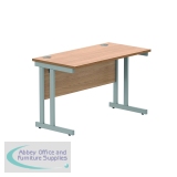 Polaris Rectangular Double Upright Cantilever Desk 1200x600x730mm Norwegian Beech/Silver KF822020