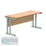 Polaris Rectangular Double Upright Cantilever Desk 1600x600x730mm Norwegian Beech/Silver KF822040