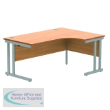 Polaris Right Hand Radial DU Cantilever Desk 1600x1200x730mm Norwegian Beech/Silver KF822090