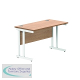 Polaris Rectangular Double Upright Cantilever Desk 1200x600x730mm Norwegian Beech/White KF822100