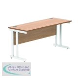 Polaris Rectangular Double Upright Cantilever Desk 1600x600x730mm Norwegian Beech/White KF822120