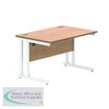 Polaris Rectangular Double Upright Cantilever Desk 1200x800x730mm Norwegian Beech/White KF822130