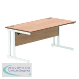 Polaris Rectangular Double Upright Cantilever Desk 1600x800x730mm Norwegian Beech/White KF822150