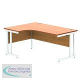 Polaris Left Hand Radial DU Cantilever Desk 1600x1200x730mm Norwegian Beech/White KF822160