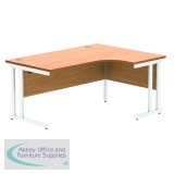 Polaris Right Hand Radial DU Cantilever Desk 1600x1200x730mm Norwegian Beech/White KF822170