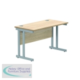 Polaris Rectangular Double Upright Cantilever Desk 1200x600x730mm Canadian Oak/Silver KF822180