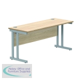 Polaris Rectangular Double Upright Cantilever Desk 1600x600x730mm Canadian Oak/Silver KF822200