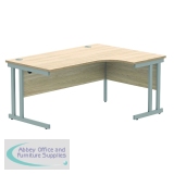 Polaris Right Hand Radial DU Cantilever Desk 1600x1200x730mm Canadian Oak/Silver KF822250