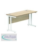 Polaris Rectangular Double Upright Cantilever Desk 1400x600x730mm Canadian Oak/White KF822270