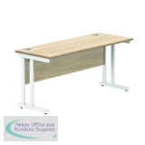 Polaris Rectangular Double Upright Cantilever Desk 1600x600x730mm Canadian Oak/White KF822280